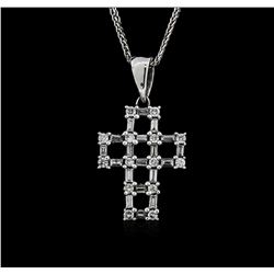 14KT White Gold 0.75ctw Diamond Cross Pendant With Chain