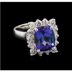 4.65ct Tanzanite and Diamond Ring - 14KT White Gold