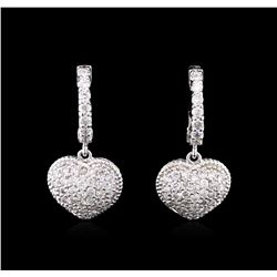 1.30ctw Diamond Dangle Earrings - 14KT White Gold