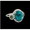 Image 1 : 6.90ct Paraiba Tourmaline, Sapphire and Diamond Ring - 14KT White Gold