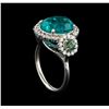 Image 3 : 6.90ct Paraiba Tourmaline, Sapphire and Diamond Ring - 14KT White Gold