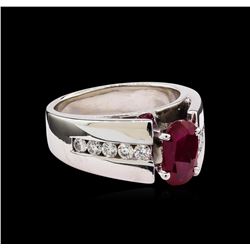 1.39ct Ruby and Diamond Ring - 14KT White Gold