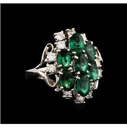 14KT White Gold 2.55ctw Emerald and Diamond Ring