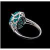Image 3 : 5.15ct Apatite and Diamond Ring - 14KT White Gold