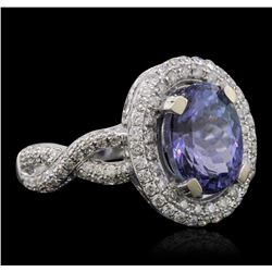 14KT White Gold 3.21ct Tanzanite and Diamond Ring