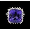 Image 2 : 14KT White Gold 12.95ct GIA Certified Tanzanite and Diamond Ring