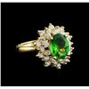 Image 1 : 2.11ct Tsavorite Garnet and Diamond Ring - 14KT Yellow Gold