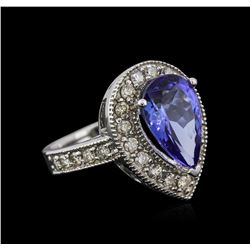 14KT White Gold 4.12ct Tanzanite and Diamond Ring