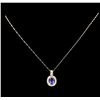 Image 1 : 1.75ct Tanzanite and Diamond Pendant With Chain - 18KT White Gold