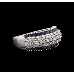 14KT White Gold 1.15ctw Blue Sapphire and Diamond Ring