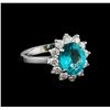 Image 1 : 2.78ct Apatite and Diamond Ring - 14KT White Gold