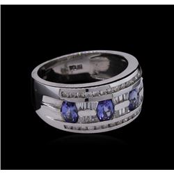 0.35ctw Tanzanite and Diamond Ring - 14KT White Gold