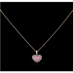 0.81ctw Pink Sapphire and Diamond Pendant With Chain - 14KT Rose Gold