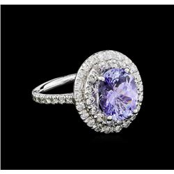 3.56ct Tanzanite and Diamond Ring - 14KT White Gold