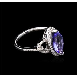 2.05ct Tanzanite and Diamond Ring - 14KT White Gold