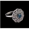Image 1 : 1.19ct Greenish Blue Diamond Ring - 14KT White Gold