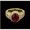 Image 2 : 5.03ct Ruby and Diamond Ring - 14KT Yellow Gold