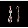 Image 2 : 21.09ctw Morganite and Diamond Earrings - 18KT Rose Gold