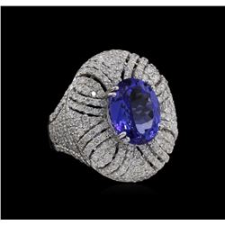 5.56ct Tanzanite and Diamond Ring - 18KT White Gold