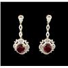 Image 1 : 7.88ctw Ruby and Diamond Earrings - 14KT Yellow Gold