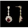 Image 2 : 7.88ctw Ruby and Diamond Earrings - 14KT Yellow Gold