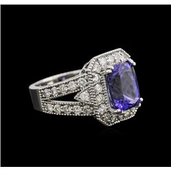 4.38ct Tanzanite and Diamond Ring - 14KT White Gold