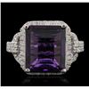 Image 2 : 14KT White Gold 5.07ct Amethyst and Diamond Ring