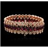 Image 2 : 14KT Rose Gold 44.70ctw Ruby and Diamond Bracelet