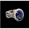 Image 1 : 5.06ct Tanzanite and Diamond Ring - 14KT White Gold