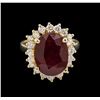 Image 2 : 8.25ct Ruby and Diamond Ring - 14KT Yellow Gold