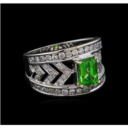 1.31ct Tsavorite and Diamond Ring - 14KT White Gold