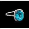 Image 1 : 3.67ct Apatite and Diamond Ring - 14KT White Gold