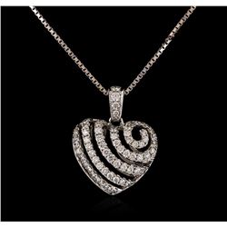 0.57ctw Diamond Heart Pendant With Chain - 18KT White Gold