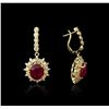 Image 2 : 14KT Yellow Gold 10.84ct Ruby and Diamond Earrings