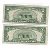 Image 2 : 1953 $5 Silver Certificate Currency Lot of 2