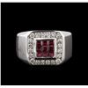 Image 2 : 0.90ctw Ruby and Diamond Ring - 14KT White Gold