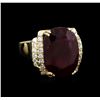 Image 1 : 22.81ct Ruby and Diamond Ring - 14KT Yellow Gold