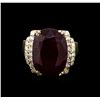 Image 2 : 22.81ct Ruby and Diamond Ring - 14KT Yellow Gold