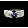 Image 2 : 14KT White Gold 0.85ct Tanzanite and Diamond Ring