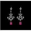 Image 1 : 2.29ctw Ruby and Diamond Earrings - 18KT Two-Tone Gold