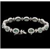 Image 3 : 7.80ctw Alexandrite and Diamond Bracelet - 14KT White Gold