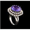Image 4 : 13.60ct Tanzanite and Diamond Ring - 14KT White Gold