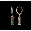 Image 2 : 4.00ctw Bi-Color Tourmaline and Diamond Earrings - 14KT Rose Gold