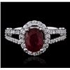 Image 1 : 14KT White Gold 1.39ct Ruby and Diamond Ring