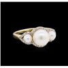 Image 1 : Pearl and Diamond Ring - 14KT Yellow Gold