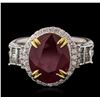 Image 2 : 14KT Two-Tone Gold 5.44ct Ruby and Diamond Ring