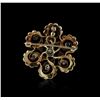 Image 2 : 14KT Yellow Gold Pearl and Diamond Brooch