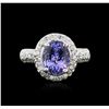 Image 2 : 14KT White Gold 3.37ct Tanzanite and Diamond Ring