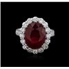 Image 1 : 14KT White Gold 7.09ct Ruby and Diamond Ring