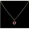 Image 2 : 4.47ct Ruby and Diamond Pendant With Chain - 14KT Yellow Gold